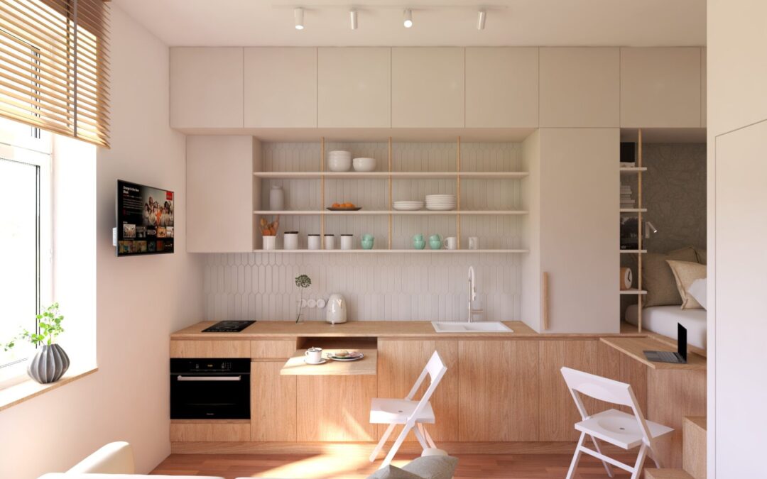 smart kitchen in a micro apartment